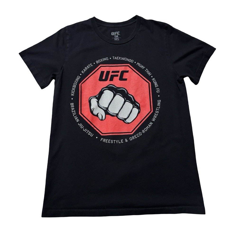 UFC Men's Retro Graphic Logo T‎ Shirt Black Size Medium 19 x 27